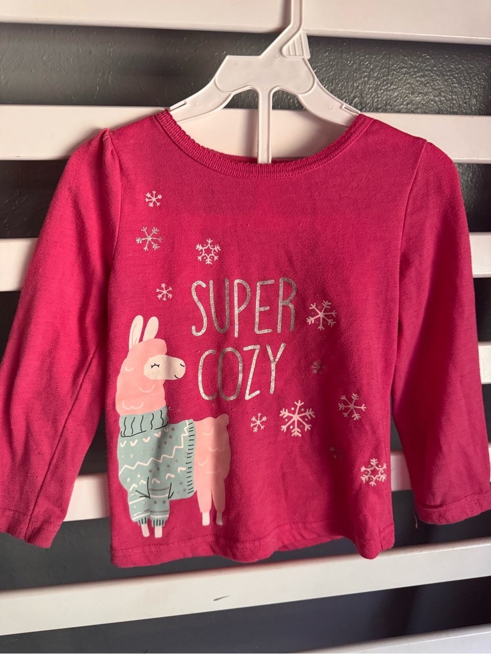 Super Cozy Pink Kids Pajama Top - Llama Graphic